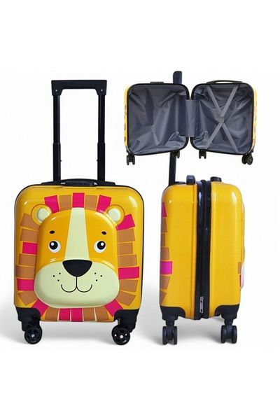 ECARLA Yellow trolley, suitcase type, children's, for luggage, lion model, code lock function, WP02