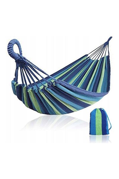 ECARLA Hamac de gradina, pentru o persoana, cu sac de depozitare, multicolor, max 120 kg, 185x80 cm