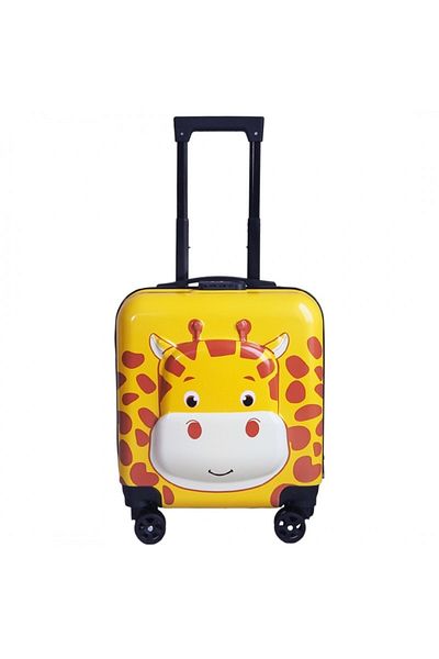ECARLA Yellow trolley, suitcase type, children's, for luggage, giraffe model, combination lock function, WP03