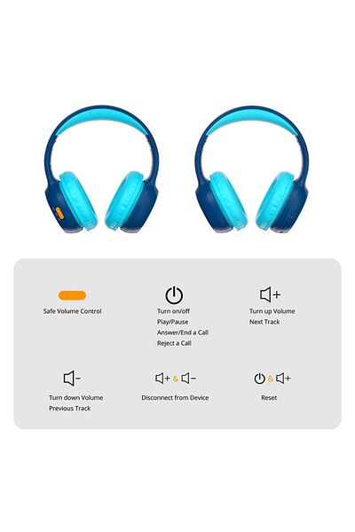 Tronsmart Tronsmart KH02 Bluetooth Foldable Headphones Kids Wireless 45H Battery Over Ear with Microphone-Blue