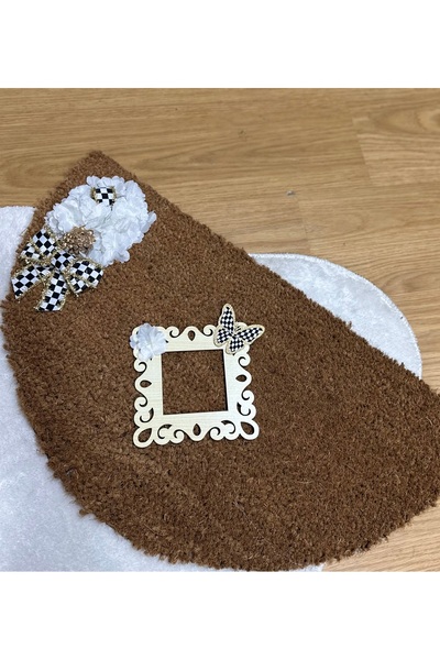 Marrone طقم مزدوج من سجادة الباب الأمامية وإطار المقبس