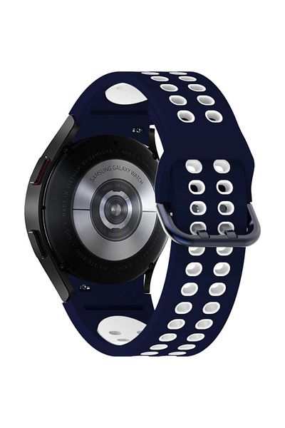 REDz Accessories Curea sport perforată pentru Samsung Galaxy Watch 4/5/5 Pro/6, silicon, bleumarin-alb