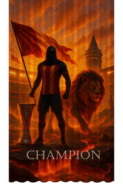 Bertille Home Children's and Baby's Room Yellow Red Fan Football Series Background Curtain Single Wing (Curtain)