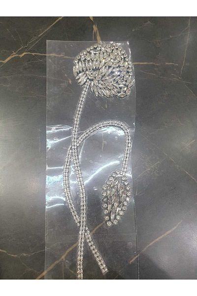 ESRA ŞELEM Iron-On Flower Model Stone Decorative Strip Applique Accessory Hobby