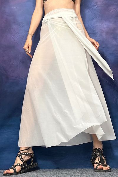 Quincey Ecru degradable tulle pareo beach