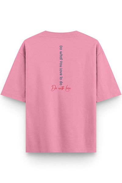 Overoz Ροζ ημι-υπερμεγέθη μπλουζάκι Do With Love Printed Oversize Written Unisex T-Shirt 1382-P