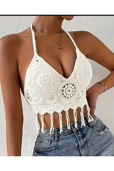 beynaaksesuar Bohemian Beach Wear Knit Bikini Top