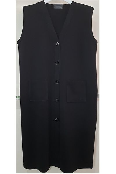 N.Y.YILDIZ Star Large Size Seasonal 1, Class Steel Knitted Long Length Mother V-Collar Buttoned Pocket Vest