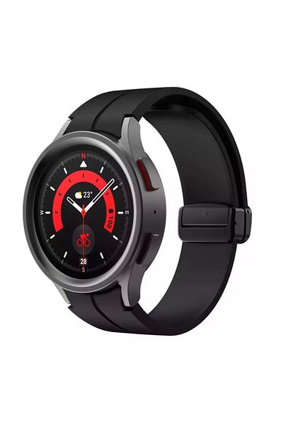 REDz Accessories Curea magnetică moale, sport pentru Samsung Galaxy Watch 4/5/5 Pro/6, silicon, neagră