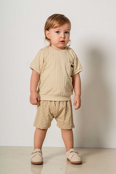 bombe Baby Kids Brown Cotton 2-Piece Set First I'M Trend Fashion Top and Bottom Set