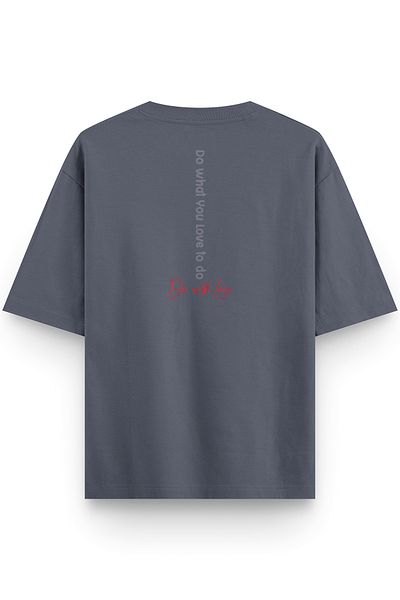 Overoz Φούξια Ημί-Αδιάφορο T-Shirt Με Αγάπη Εκτυπωμένο Oversize Γραμμένο Unisex T-Shirt 1382-F
