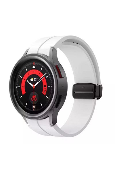 REDz Accessories Curea magnetică moale, sport pentru Samsung Galaxy Watch 4/5/5 Pro/6, silicon, albă