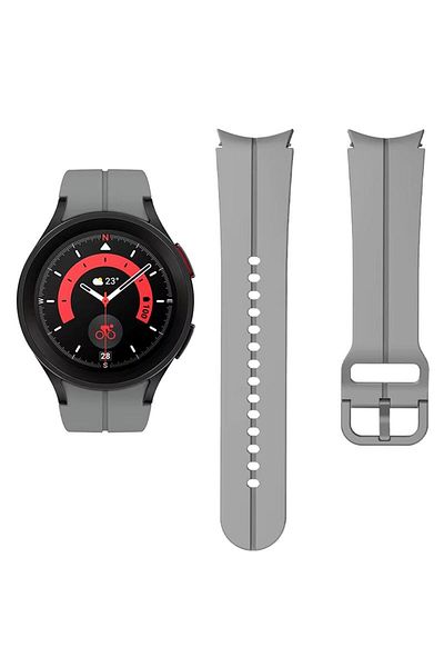 REDz Accessories Curea sport pentru ceas Samsung Galaxy, reglabilă, cu dungi, silicon, gri