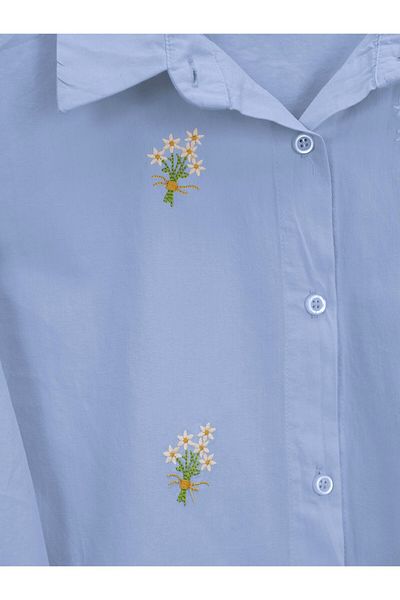 Modamorfo Cămașă lungă cu buchet de flori - Albastru
