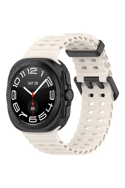 REDz Accessories Ocean Wave Strap, Sport Design, Compatible with Samsung Galaxy Watch Ultra 47mm, Silicone, Starlight