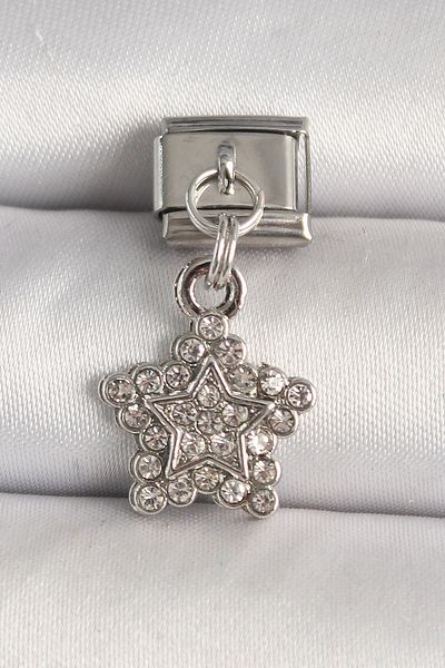 Skygo 316L Steel Silver Color Zircon Stone Star Model Nomination Charm - Tj-Bc1279