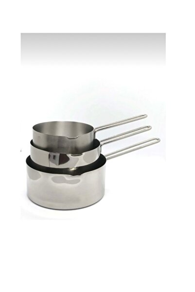 abnturk 3’Lü Set Paslanmaz Çelik Kaçerola Sosluk Ve Sütlük 12-14-16cm