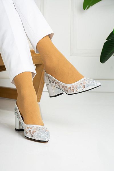 Aylam ayakkabı Aylam Shoes Laser Stone Mesh Heeled Evening Shoes
