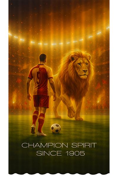 Bertille Home Children's and Baby's Room Yellow Red Fan Football Series Background Curtain Single Wing (Curtain)