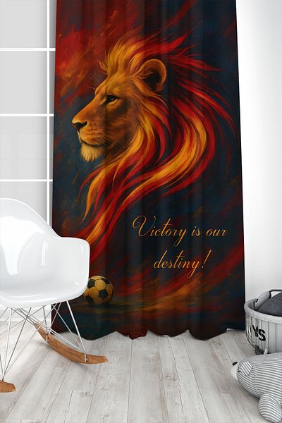 Bertille Home Children's and Baby's Room Yellow Red Fan Football Series Background Curtain Single Wing (Curtain)