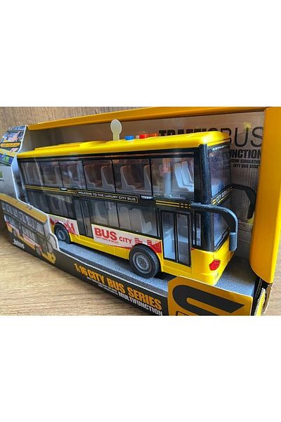 CanEm Bus Doors Opening 2-Deck Yellow Bus Sightseeing Bus with Friction Light Sound