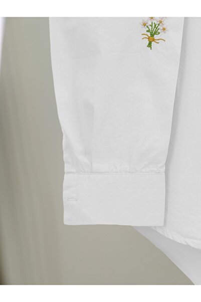 Modamorfo Букет квітів Детальний задній довгий сорочка - білий