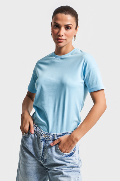 its basic Γυναικείο μπλουζάκι Baby Blue Color S5-3 Crew Neck Basic