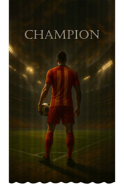 Bertille Home Children's and Baby's Room Yellow Red Fan Football Series Background Curtain Single Wing (Curtain)
