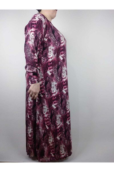 YAŞAR TRİKO Lilac Women's Pentagonal Long Sleeve Sleeve Ankle Elastic Summer Viscose Dress 2 cm Water Attraction