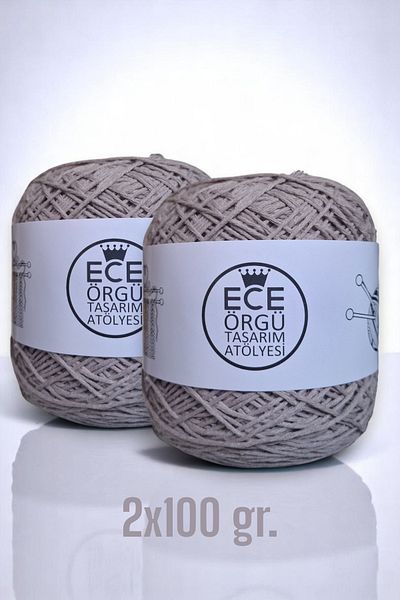 Ece Örgü Tasarım Atölyesi Πλεκτό σχοινί χειρός από 100% βαμβάκι σε μονόχρωμο, πολυώροφο, στριφτό (200 γρ.)