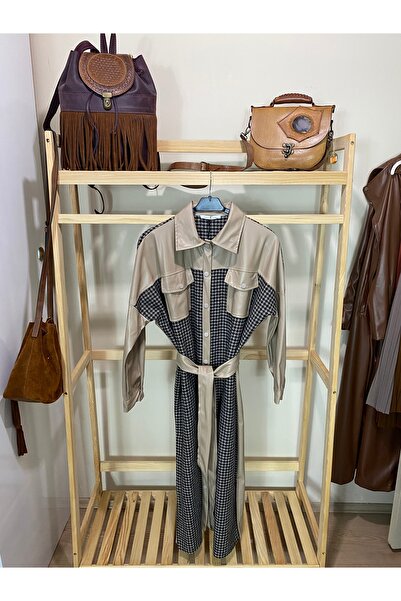 BZ BUTİK Leather Houndstooth Cap