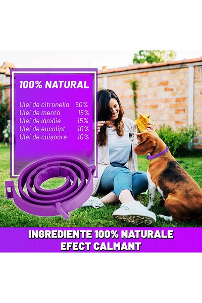 Fish & Paws Zgarda Fish & Paws ®, anti purici pentru caini, reglabila si respirabila, compozitie naturala