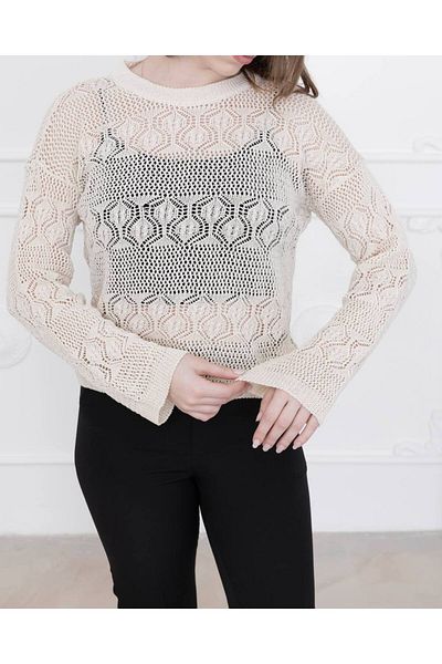 Ugdelia Women's Openwork Hollowed Seasonal Summer Patterned Blouse Women's Knitwear Sweater E001