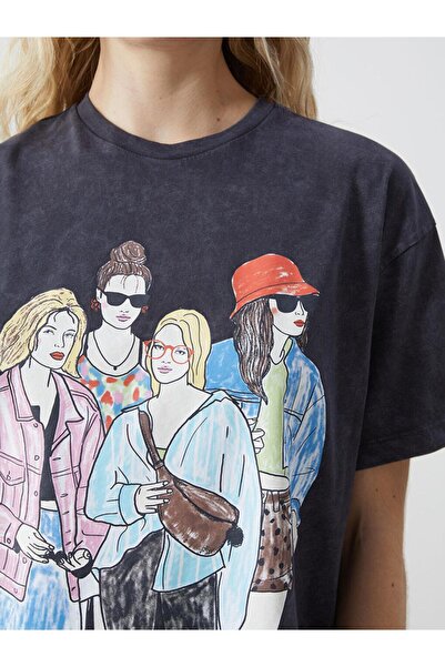 LC Waikiki Γυναικείο μπλουζάκι με στάμπα LCWAIKIKI Classic Crew Neck