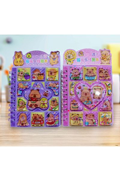 izmir yazici servis Capybara Sticker Homework Notebook Glittery Watery Sequin Homework Notebook 9X11 Cm. Notebook Capybara 1 Piece