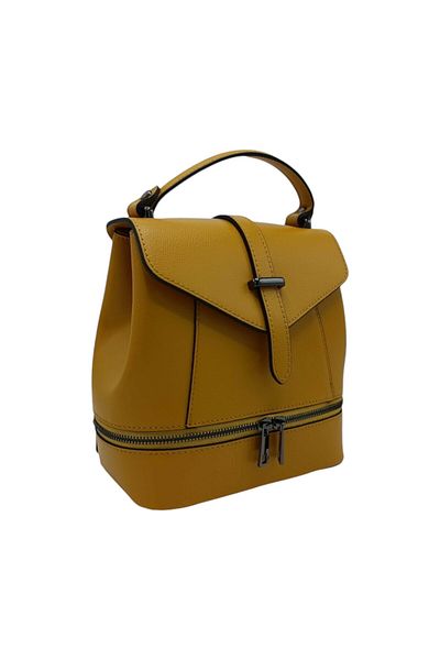EVoStyle EVoStyle TE19 Women's Backpack, Italian Genuine Leather, Yellow Color, 20 x 21 x 12.3 cm