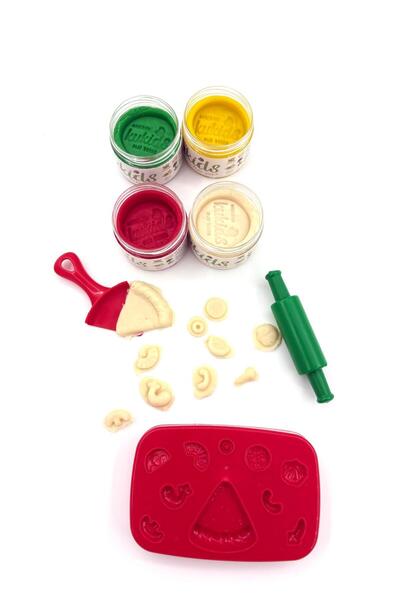 kukids play dough مجموعة صلصال وبيتزا طبيعية 100% (عضوية) 4 ألوان (4 × 130 جرام)