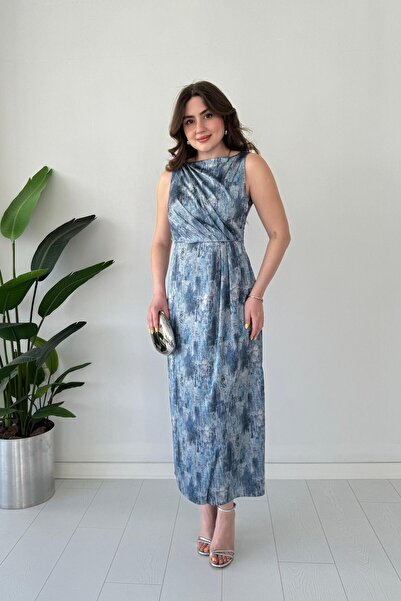 MaziButik Empirme Elbise Mavi