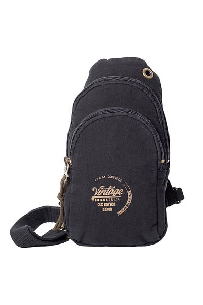 Old Cotton Vintage Unisex Black Recovery Casual Bag - Cross Chest and Shoulder Bag M