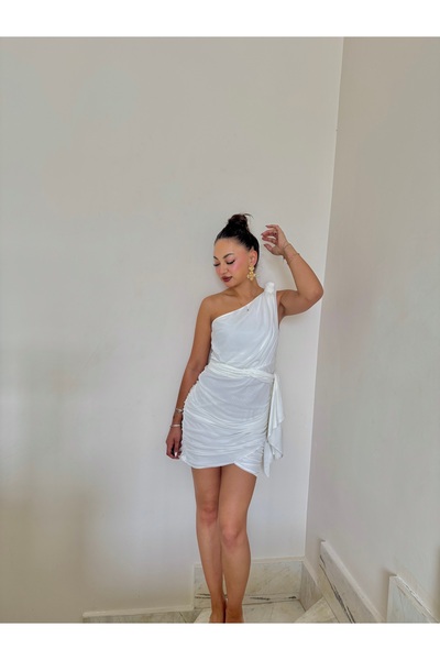 Gamze Ege Fashion Beyaz abiye elbise