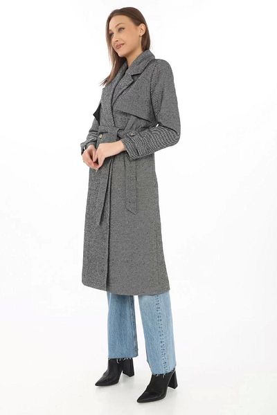 MODA Women's Herringbone Cashmere Long Cashmere Coat - Dyed Gray