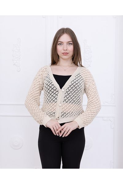 Ugdelia Openwork Perforated Seasonal Summer Women's Knitwear Cardigan F001
