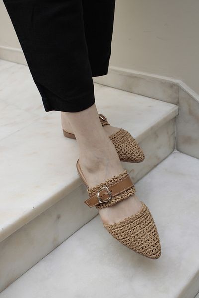 Haffhane Hand Woven Wicker Comfortable Slippers