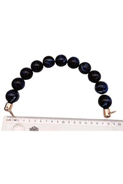 angel çanta aksesuar Angel Çanta Aksesuar 20 Cm 24 Mm Boncuklu Çanta Sapı Gümüş Metalli Mavi Tonlu