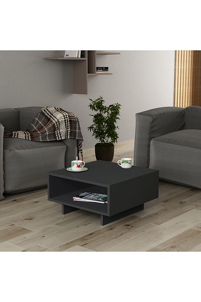 Mourah Home طاولة قهوة مربعة من موراه هوم هولا - طاولة أريكة - رمادي غامق
