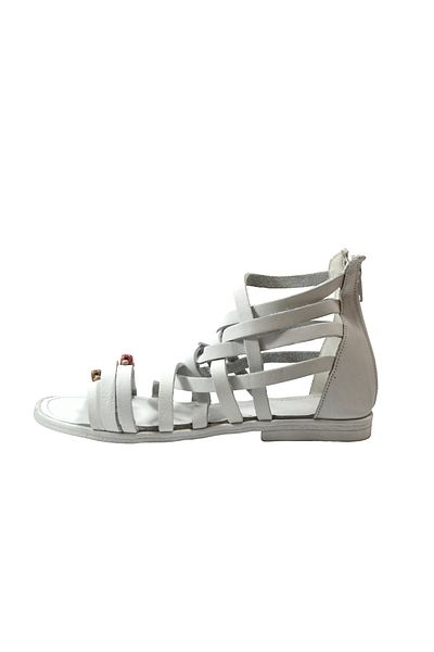 Onlo Ayakkabı Onlo Shoes MA.G16 Sandale Gladiator Fete Alb Piele Veritabila