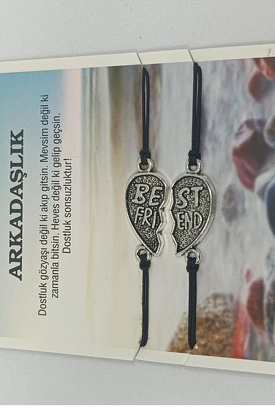 Birmem Best Friend Infinite Friendship Heart Bracelet Set with Card