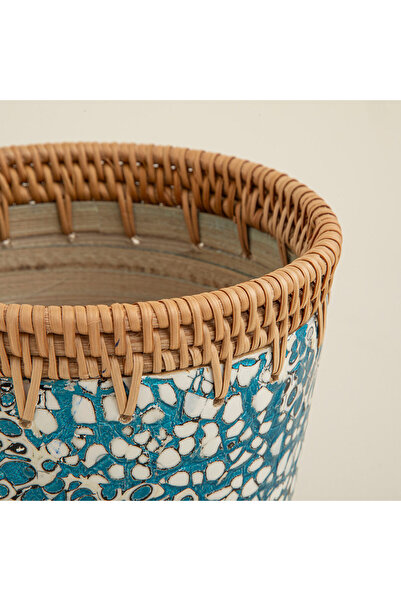 Chakra Chi Saksı 12,5 cm Beyaz/Açık Mavi