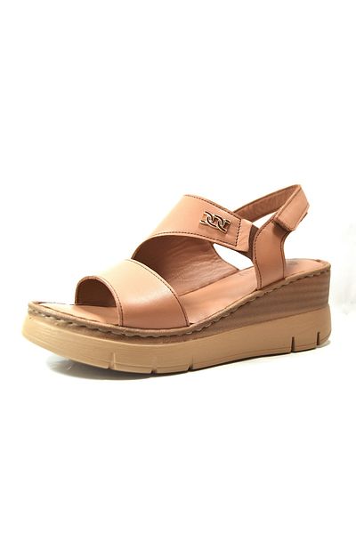 Beety 16.1127 Genuine Leather Black Wedge Heels Eva Light Sole Anatomical Women's Sandals