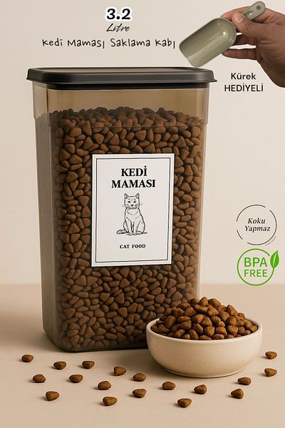 Dem Home Cat Food Storage Container 3200 Ml Dog Food Storage Container, Storage Container Anthracite Color